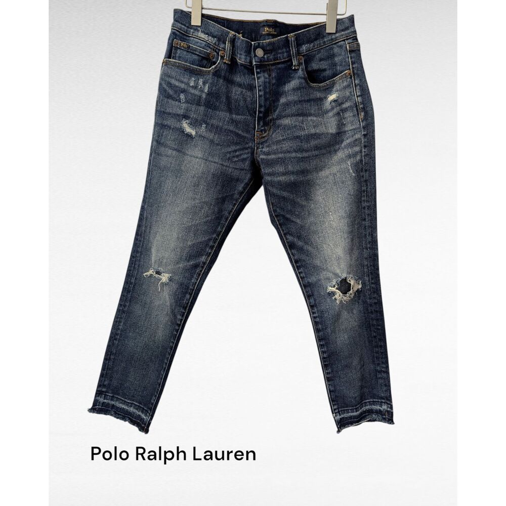 Polo Ralph Lauren The Tompkins Skinny Crop Distressed Jeans  Sz 31